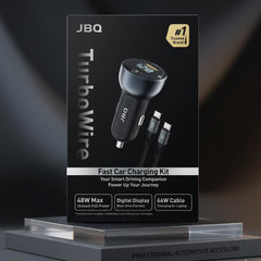 JBQ Car Charger 48WWith Type - C Cabe And LED Screen - Elite Phones