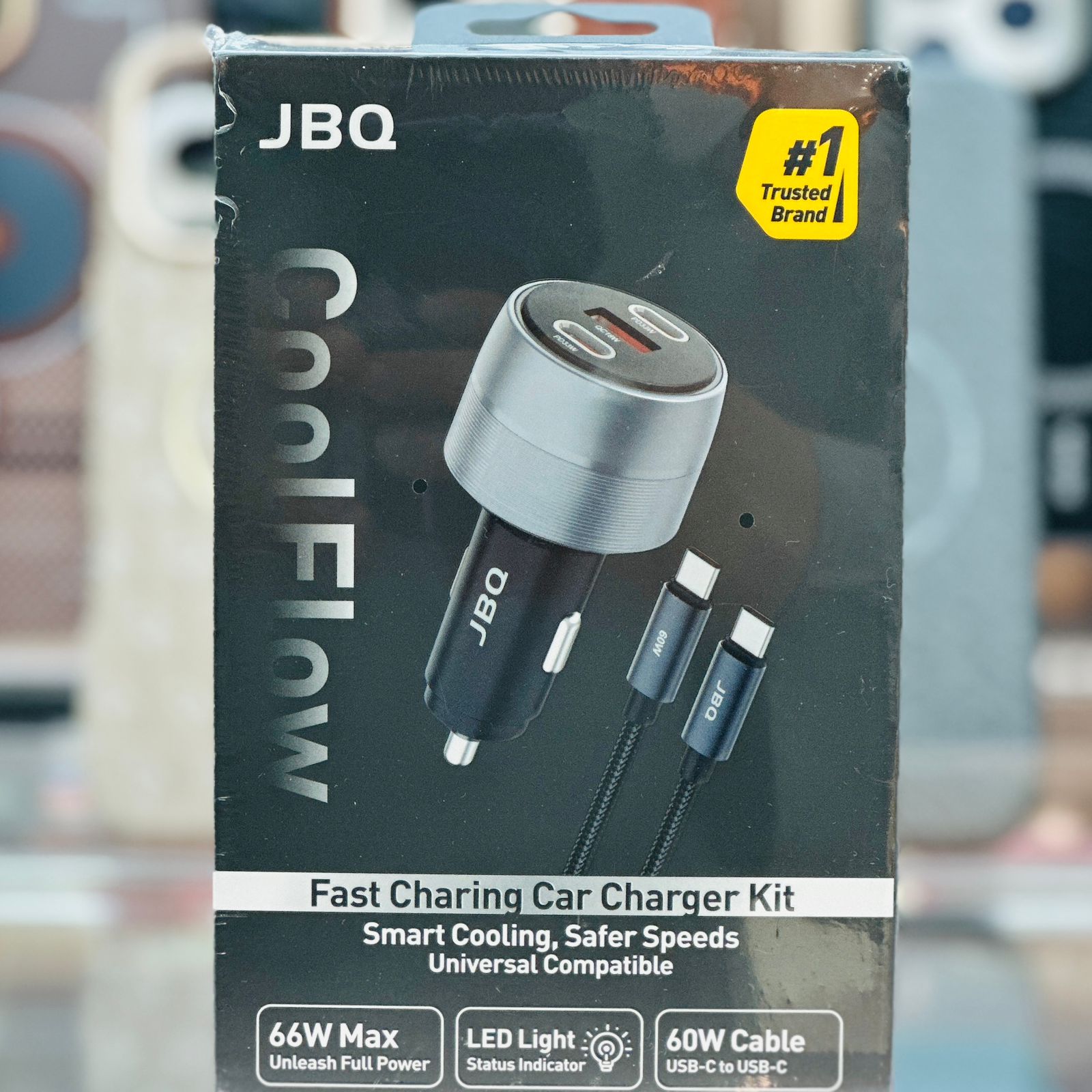JBQ Fast Car Charger Kit 66W With Type - C Cable - Elite Phones