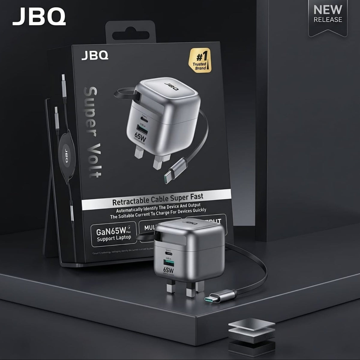 Jbq Fast charger Retractable Type - C Cable 65W - Elite Phones