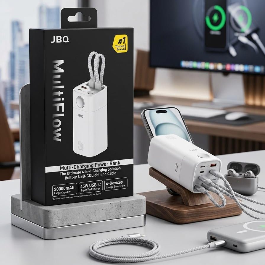 JBQ MultiFlow Multi - Charging Power Bank With Typc Cable 20000M - Elite Phones