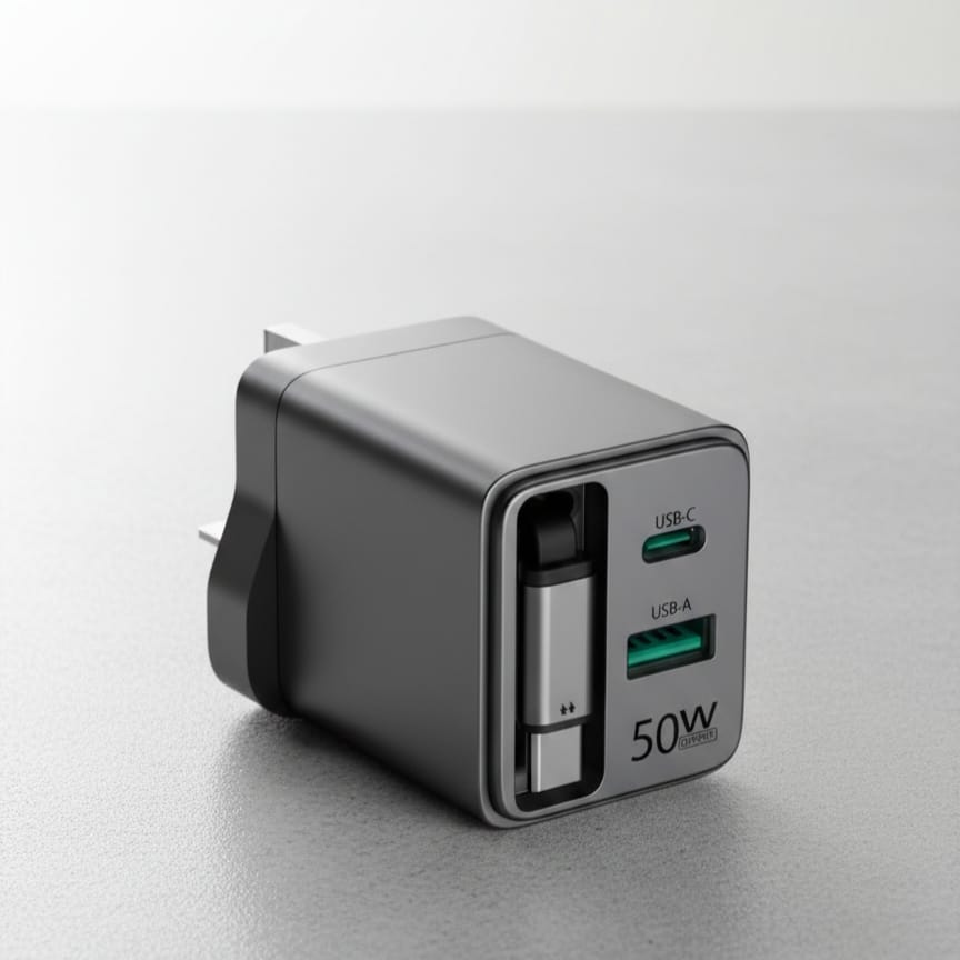 JBQ Super Fast Charging Adapter 50W Retractable Cable - Elite Phones