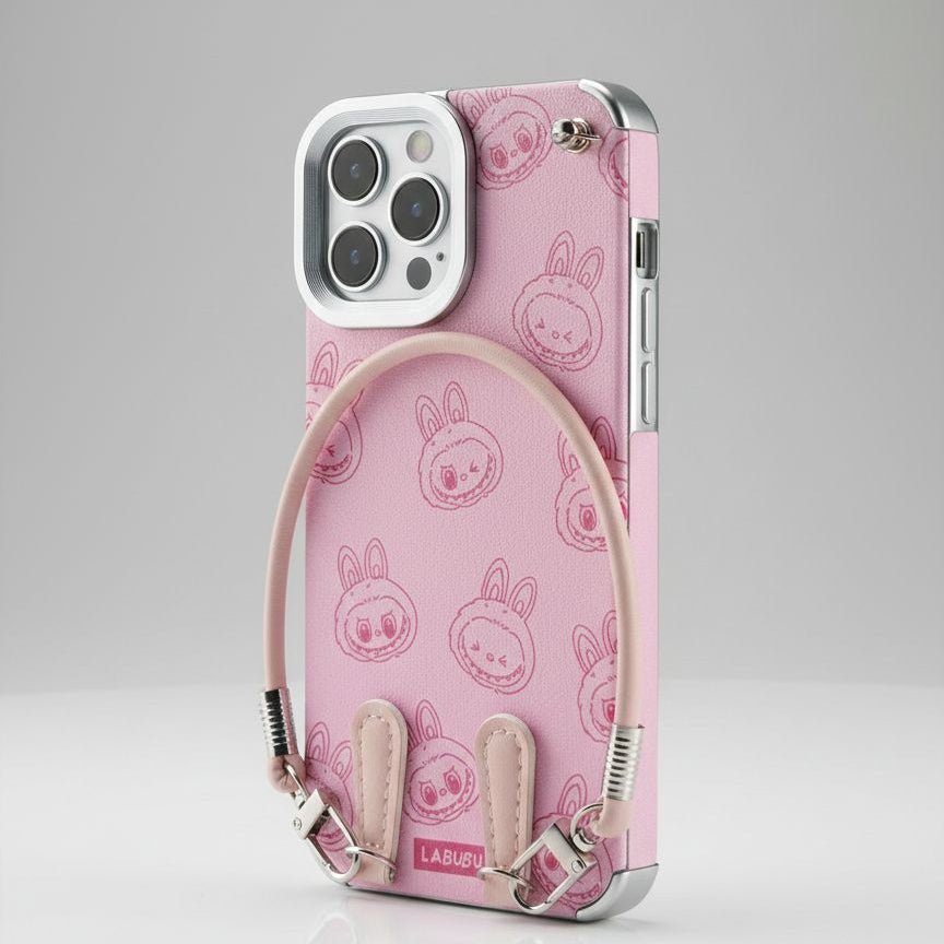 Labubu Leather Case With Hand Strap - Elite Phones