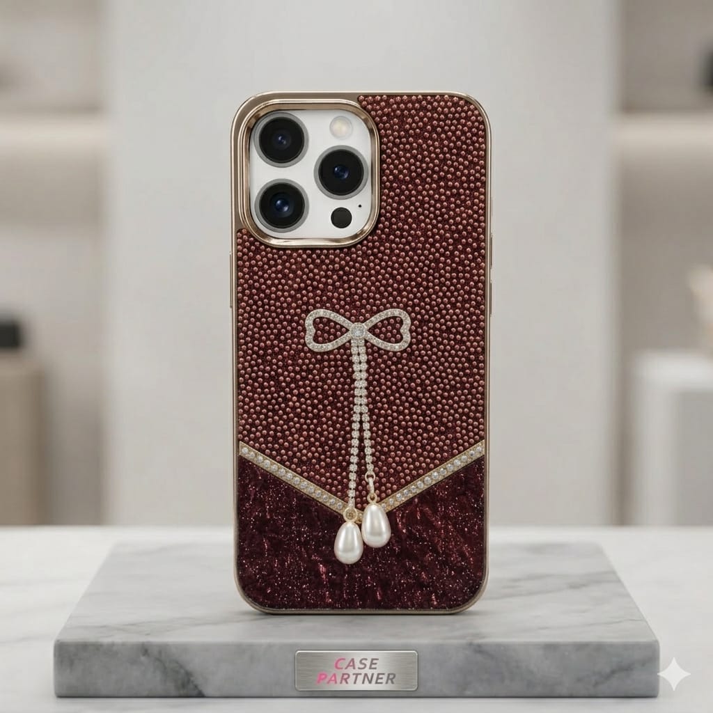 Luxury Crystal Bowknot Rhinestone Case With Pearl - Elite Phones