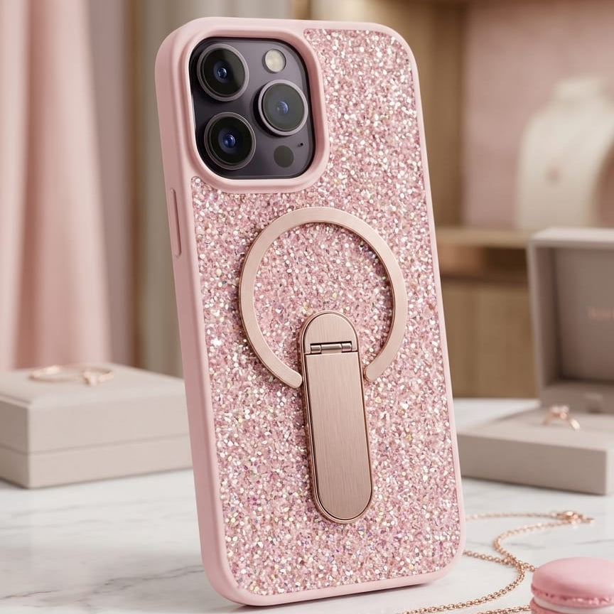 Luxury Diamond Glitter Case with Magnetic Ring Kickstand - Elite Phones