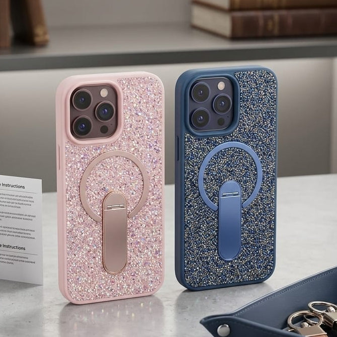 Luxury Diamond Glitter Case with Magnetic Ring Kickstand - Elite Phones