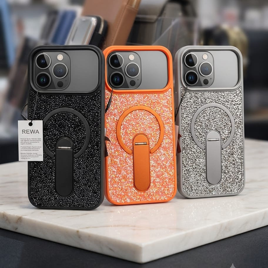 Luxury Diamond Glitter Case with Magnetic Ring Kickstand - Elite Phones