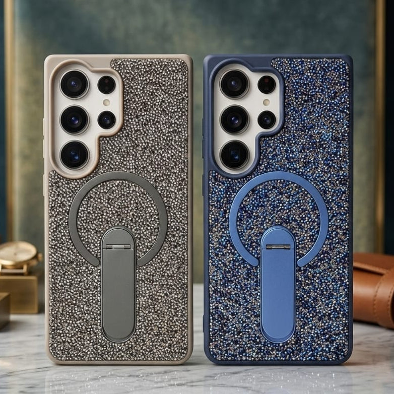 Luxury Diamond Glitter Case with Magnetic Ring Kickstand For Samsung - Elite Phones
