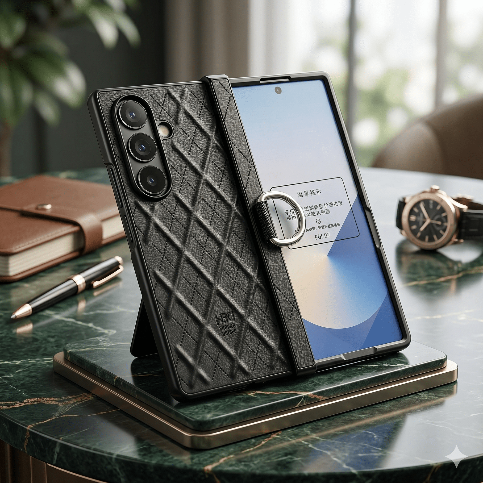 Luxury Diamond - Quilted Leather Protective Case for Samsung Galaxy Z Fold Series - Elite Phones