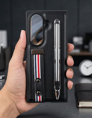 Luxury Leather Case with Built-In Screen Protector, Stylus Pen, & Hand Strap for Galaxy Z Fold - Elite Phones