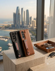 Luxury Leather Case with Built-In Screen Protector, Stylus Pen, & Hand Strap for Galaxy Z Fold - Elite Phones