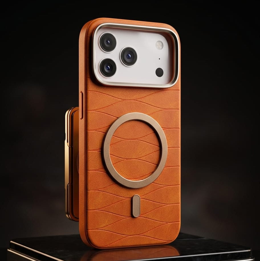 Luxury Magnetic Leather Case with Gold Accents - Elite Phones