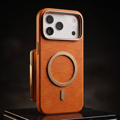 Luxury Magnetic Leather Case with Gold Accents - Elite Phones