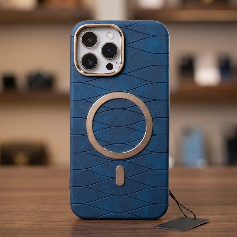 Luxury Magnetic Leather Case with Gold Accents - Elite Phones