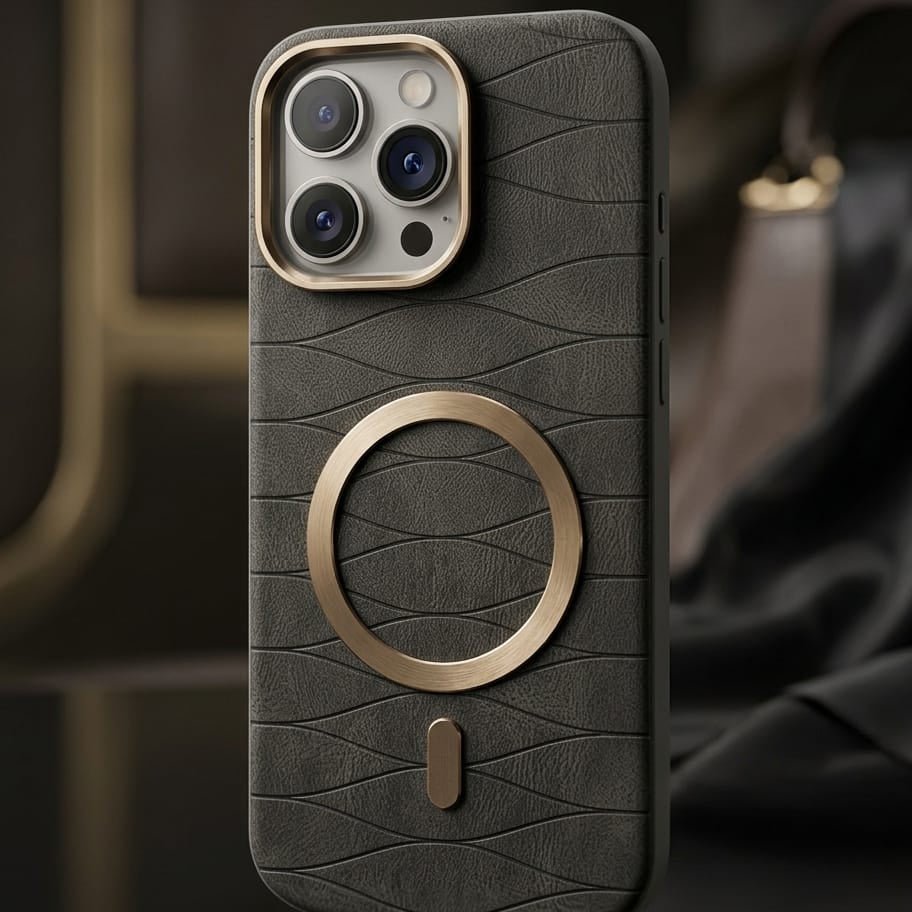 Luxury Magnetic Leather Case with Gold Accents - Elite Phones