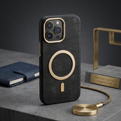 Luxury Magnetic Leather Case with Gold Accents - Elite Phones