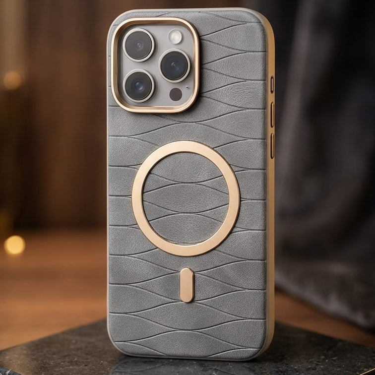 Luxury Magnetic Leather Case with Gold Accents - Elite Phones