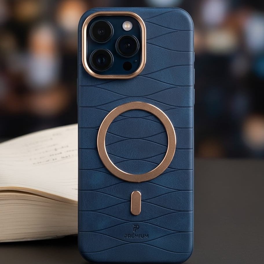 Luxury Magnetic Leather Case with Gold Accents - Elite Phones