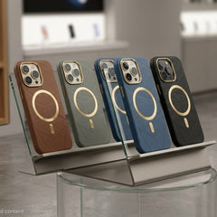 Luxury Magnetic Leather Case with Gold Accents - Elite Phones