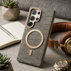 Luxury Magnetic Leather Case with Gold Accents For Samsung - Elite Phones
