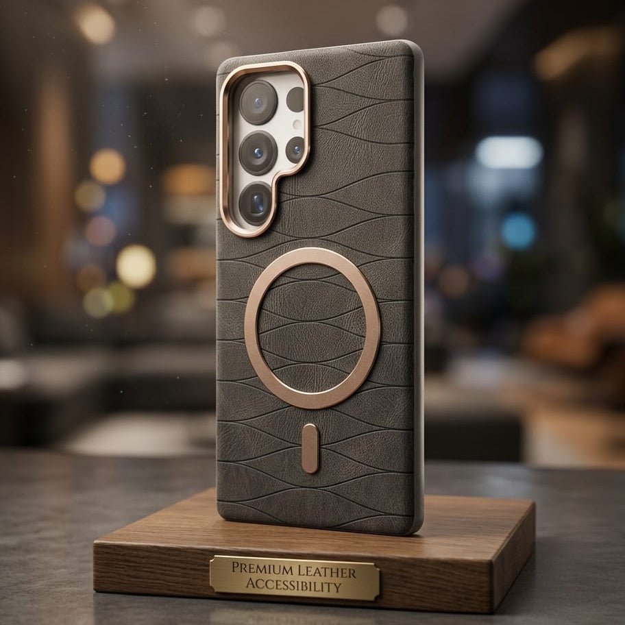 Luxury Magnetic Leather Case with Gold Accents For Samsung - Elite Phones