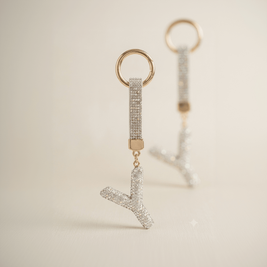Luxury Rhinestone Initial Letter Keychain – Sparkling "Y" Bag Charm & Keyring - Elite Phones