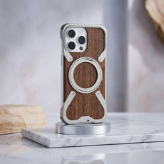 Magnetic Wood With Aluminium Series With 360 Stand Case - Elite Phones