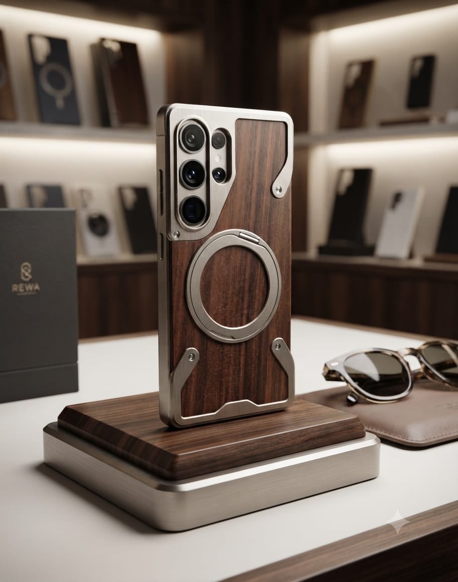 Magnetic Wood With Aluminium Series With 360 Stand Case - Elite Phones
