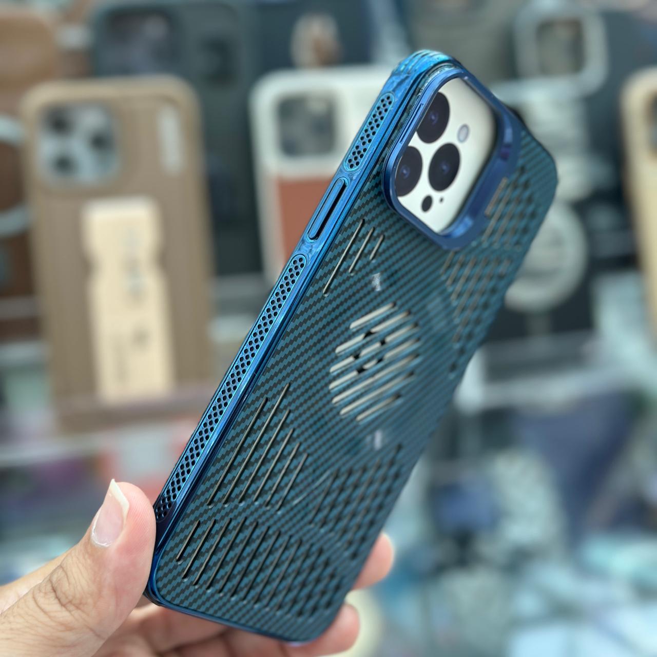 Magsafe Carbon Fiber Case With Camera Stand Net Design - Elite Phones