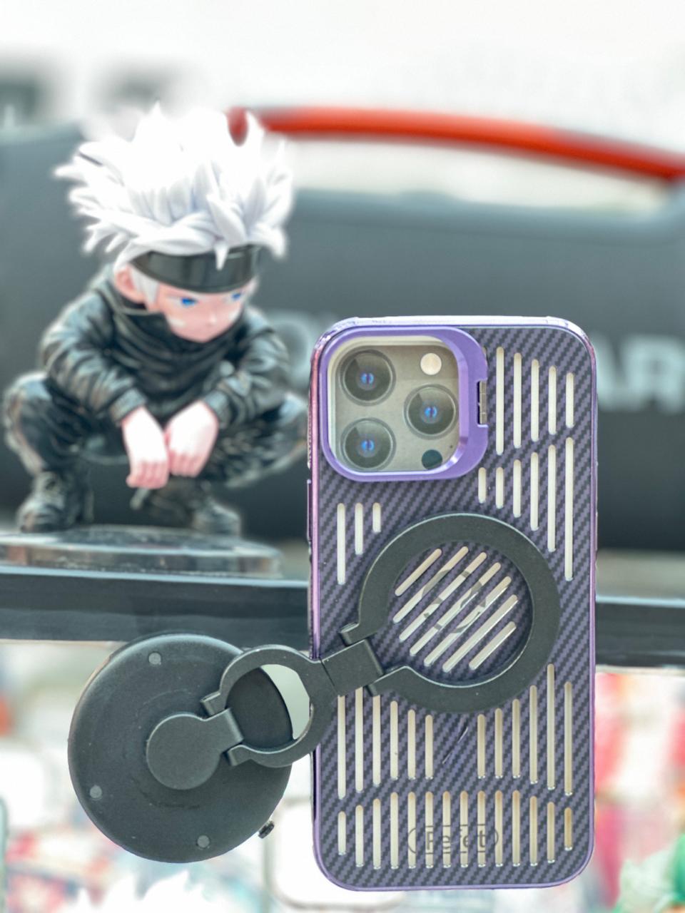 Magsafe Carbon Fiber Case With Camera Stand Net Design - Elite Phones