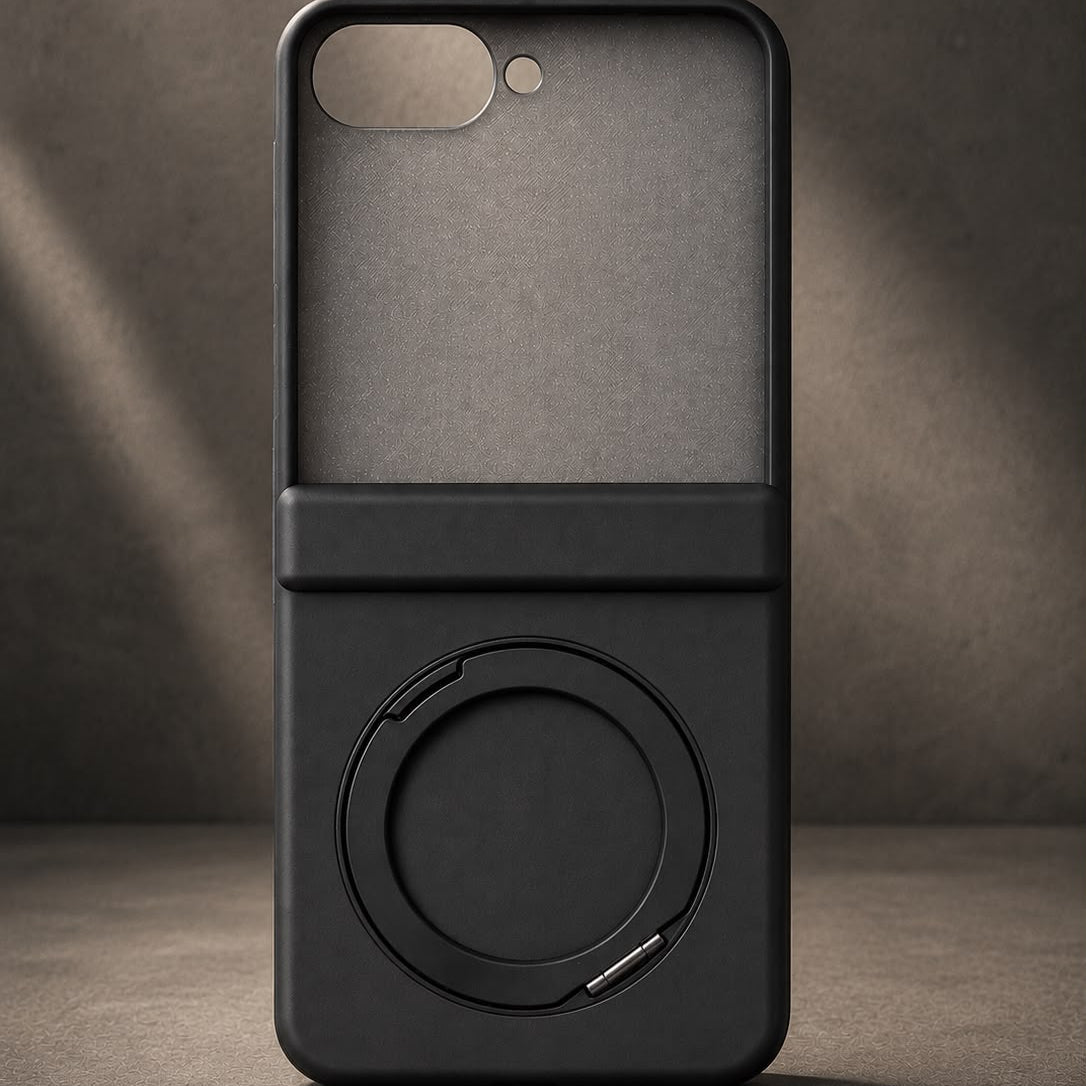 Matte Black Magnetic Ring Kickstand Case for Samsung Galaxy Z Flip - Elite Phones