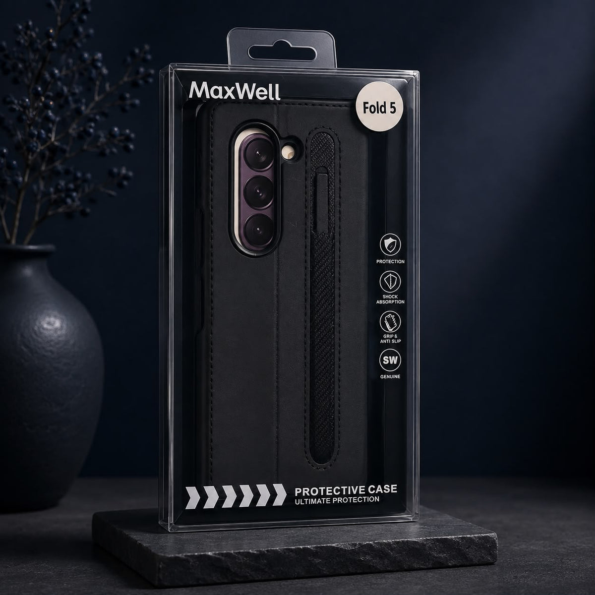 MaxWell Ultimate Protection Leather Case with Built-In Strap for Samsung Galaxy Z Fold - Elite Phones