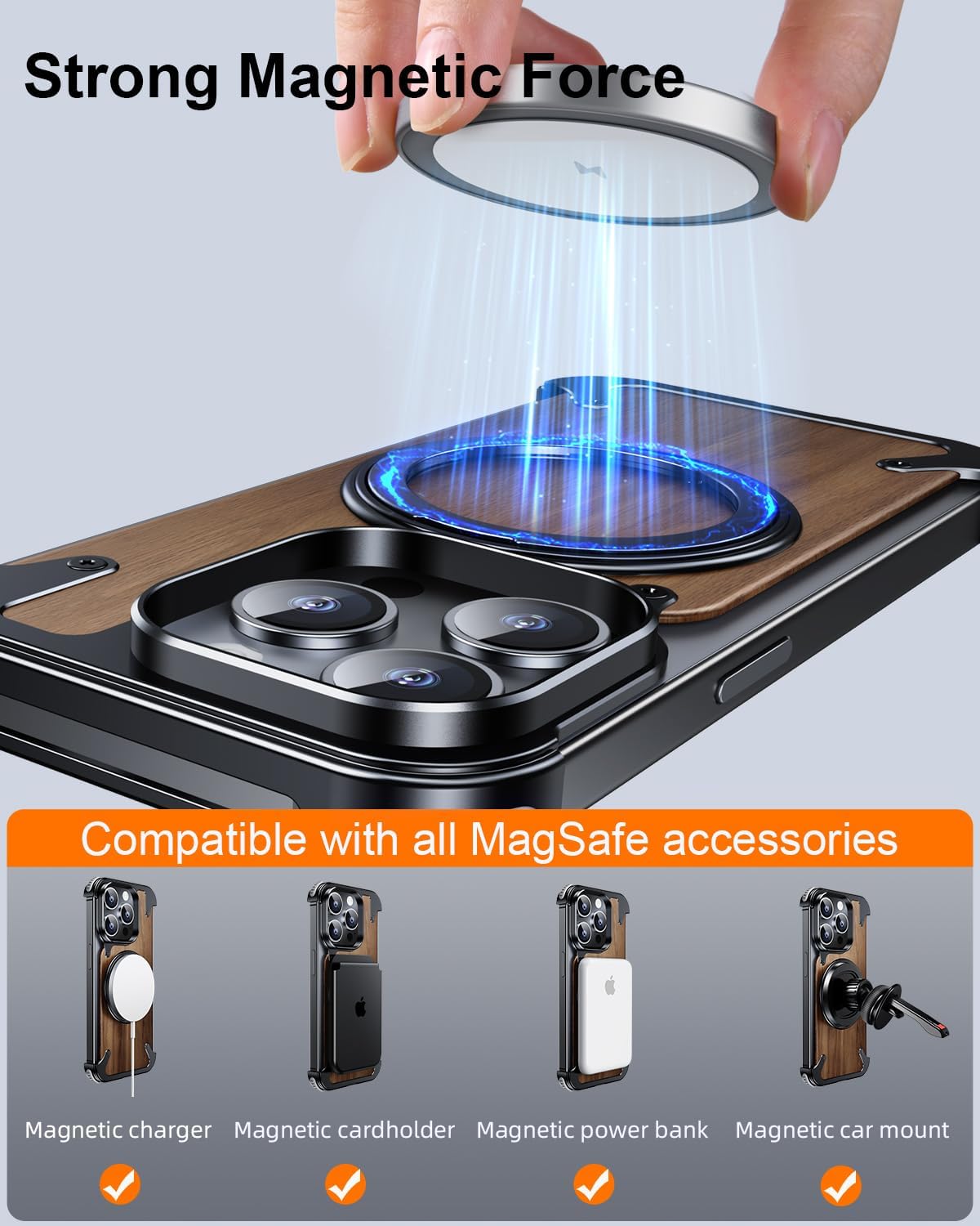 Moobifi Aluminum & Wood Case With MagSafe - Elite Phones