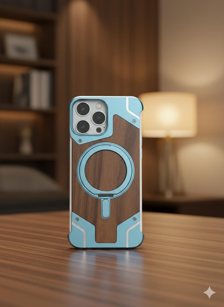 Moobifi Aluminum & Wood Case With MagSafe Armor Design - Elite Phones
