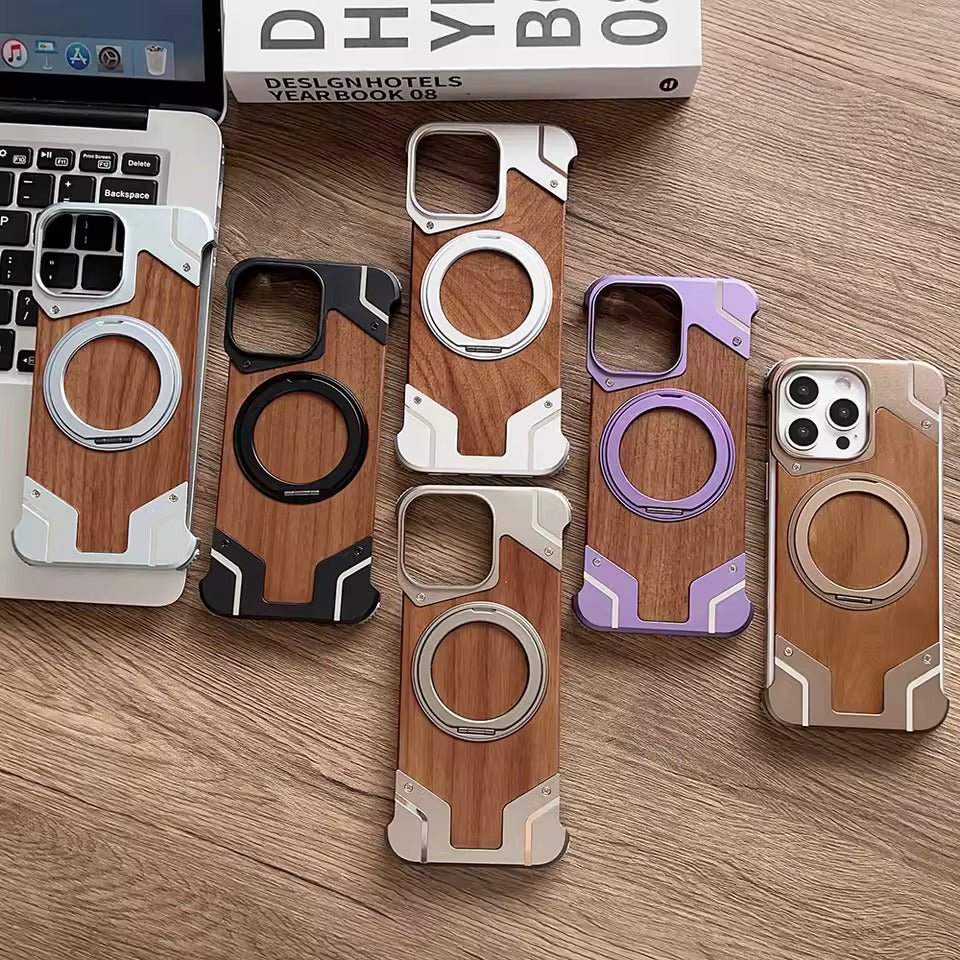 Moobifi Aluminum & Wood Case With MagSafe Armor Design - Elite Phones