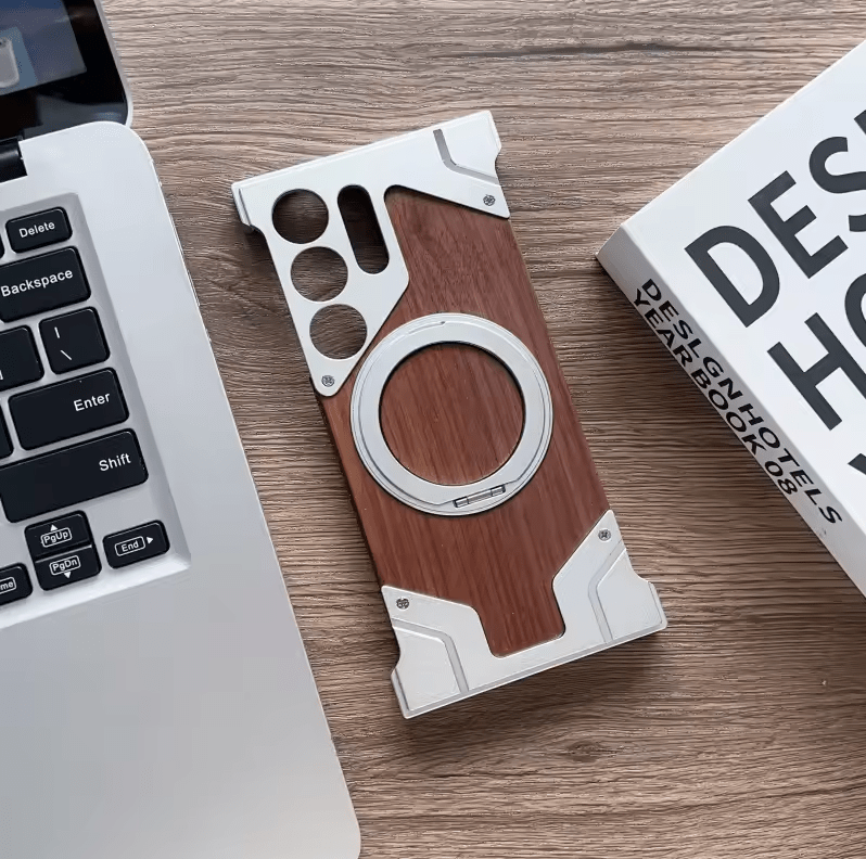 Moobifi Aluminum & Wood Case With MagSafe Armor Design For Samsung - Elite Phones