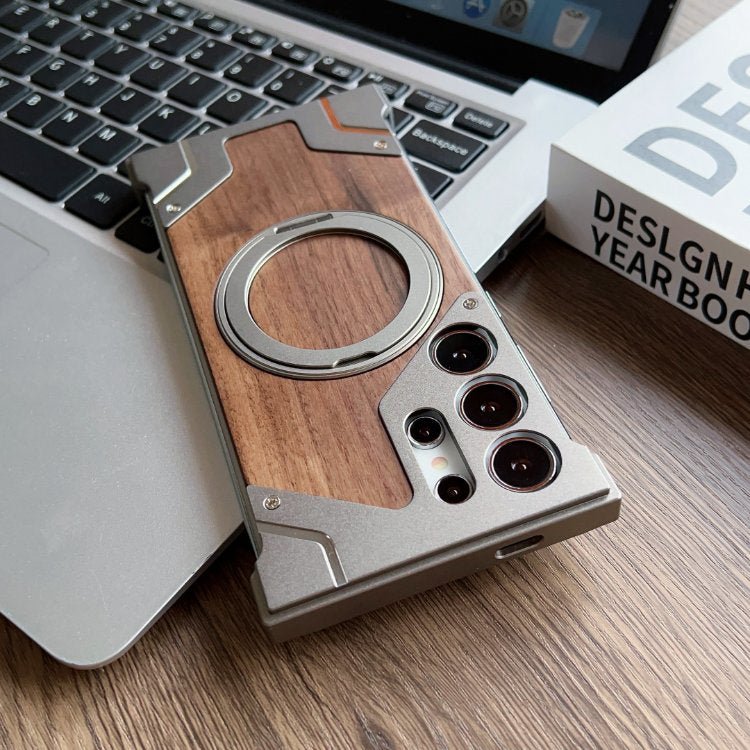 Moobifi Aluminum & Wood Case With MagSafe Armor Design For Samsung - Elite Phones