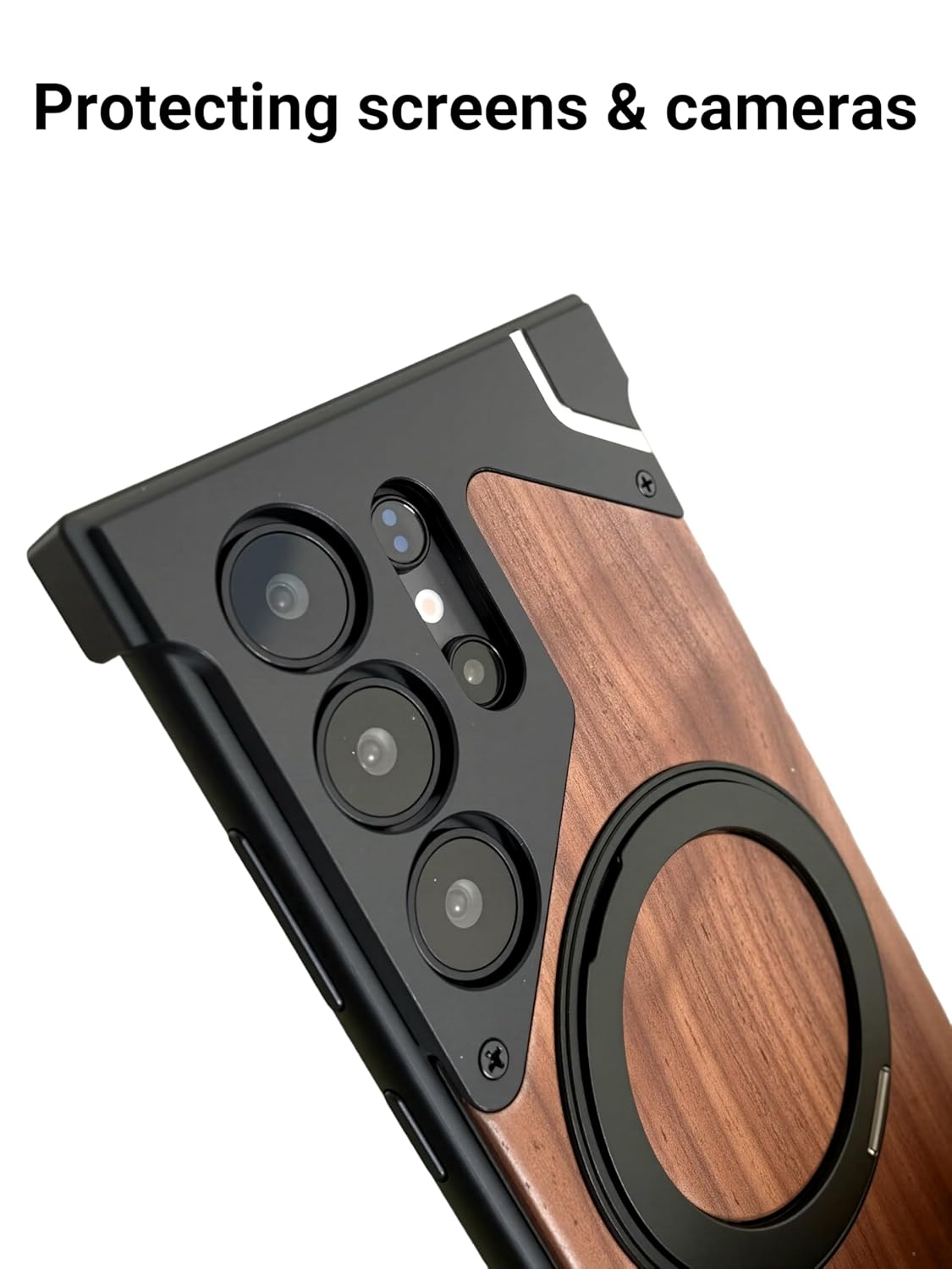 Moobifi Aluminum & Wood Case With MagSafe Armor Design For Samsung - Elite Phones