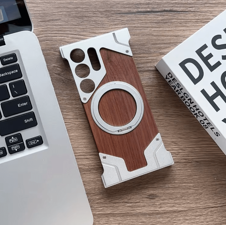 Moobifi Aluminum & Wood Case With MagSafe Armor Design For Samsung - Elite Phones