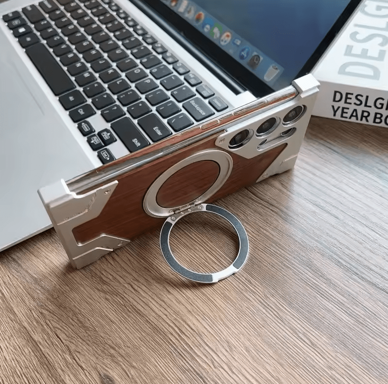 Moobifi Aluminum & Wood Case With MagSafe Armor Design For Samsung - Elite Phones
