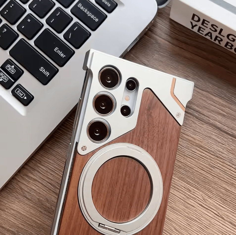 Moobifi Aluminum & Wood Case With MagSafe Armor Design For Samsung - Elite Phones