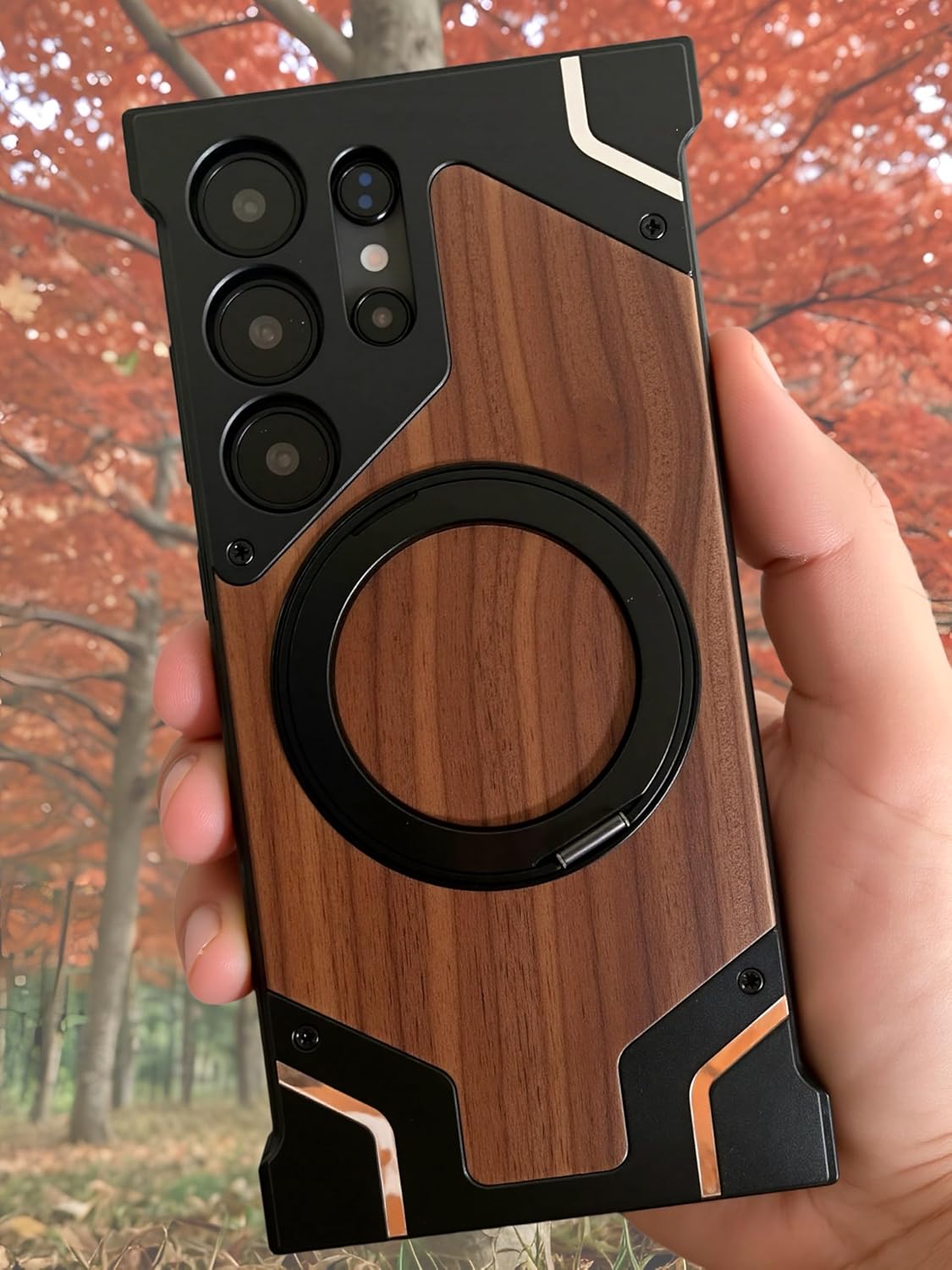 Moobifi Aluminum & Wood Case With MagSafe Armor Design For Samsung - Elite Phones
