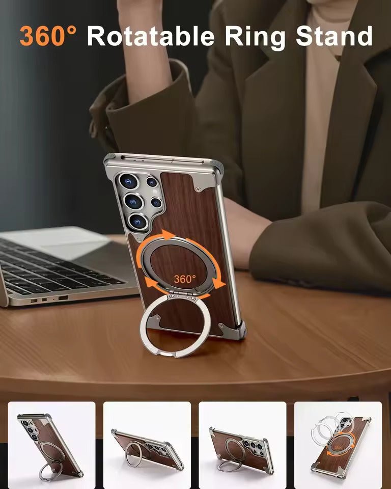 Moobifi Aluminum & Wood Case With MagSafe For Samsung - Elite Phones