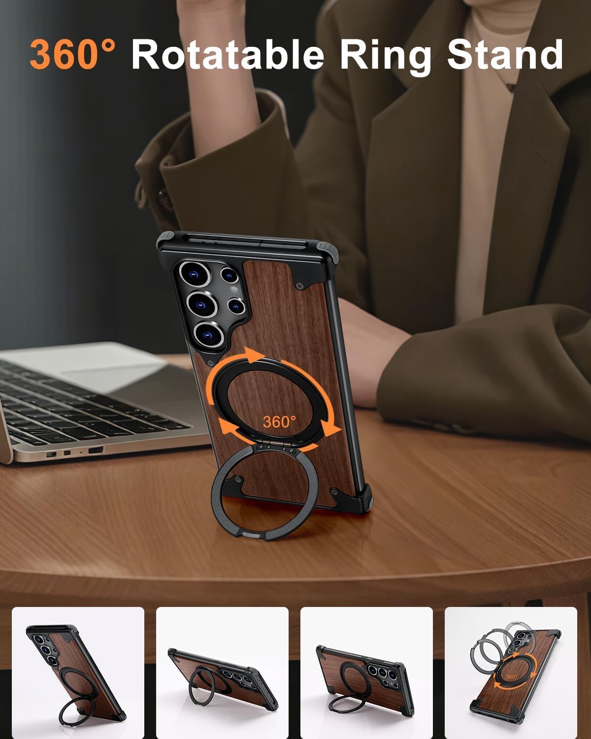 Moobifi Aluminum & Wood Case With MagSafe For Samsung - Elite Phones