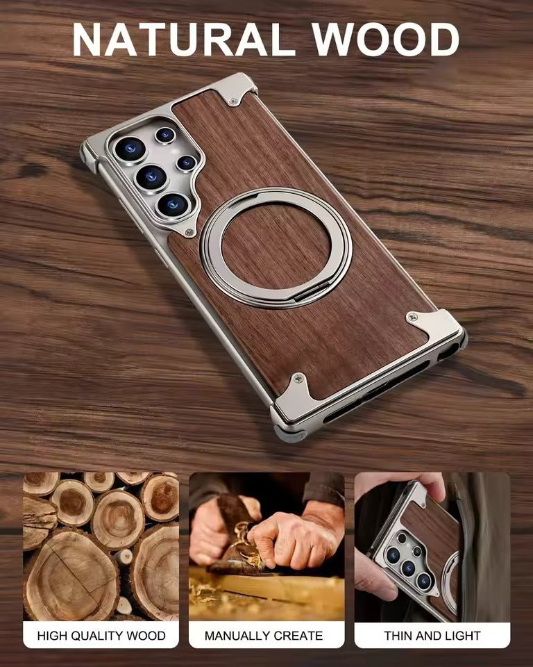 Moobifi Aluminum & Wood Case With MagSafe For Samsung - Elite Phones