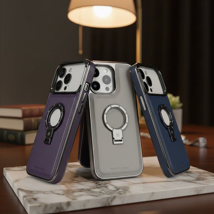 Nioyny Classic Leather Magnetic Case with Integrated Stand - Elite Phones