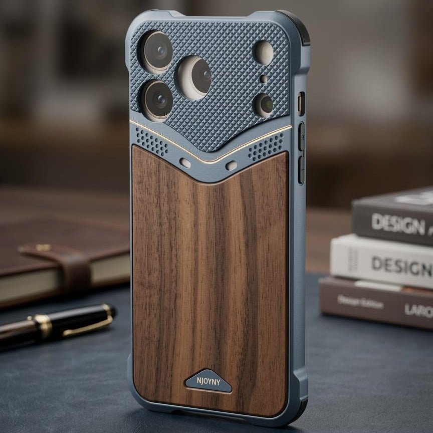 NJOYNY Luxury Hybrid Wood & Carbon Fiber Armor Case - Elite Phones