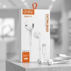 OKU OKU-17 Type-C Handfree Earphones (Extra Bass) - Elite Phones