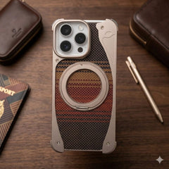 PITAKA Aluminum Tactile Woven Aramid Fiber Case Magsafe with 360 Stand - Elite Phones