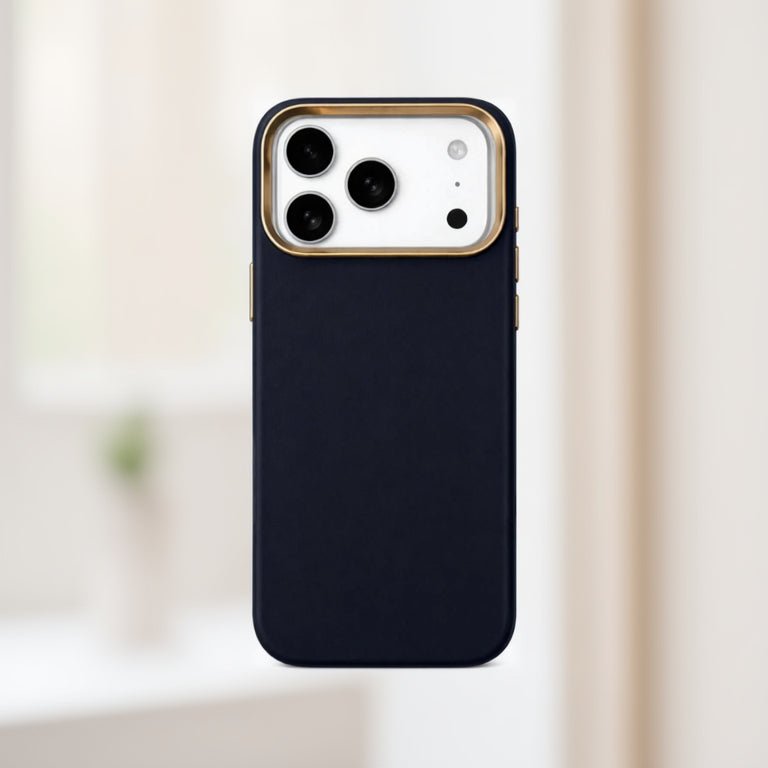 Premium Dark Gray Matte Case with Electroplated Gold Camera Frame - Elite Phones