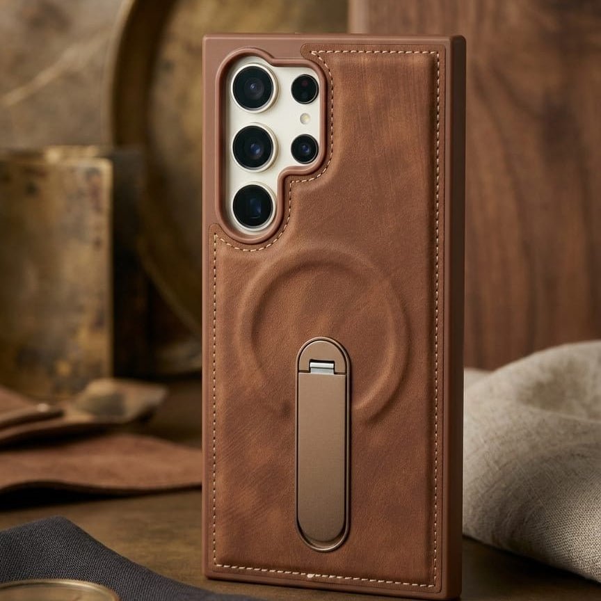 Premium Leatherette Series Magnetic Kickstand Case - Elite Phones